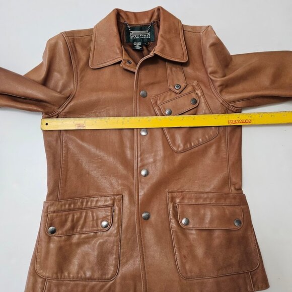 Vintage Lauren Ralph Lauren Leather Jacket Brown Tan S - Picture 13 of 14